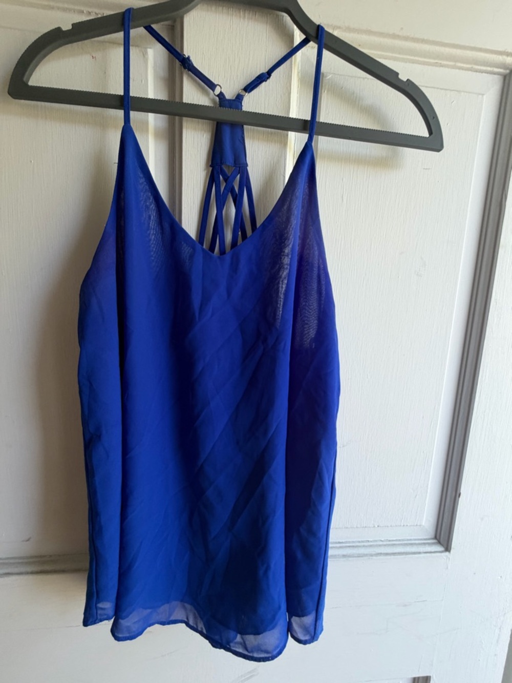 Strappy Back Cobalt Blue Chiffon Cami